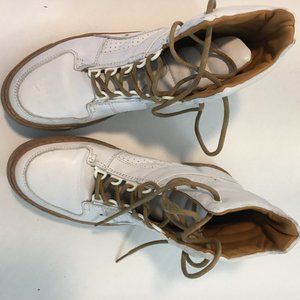 John fluevog White leather high top sneakers look